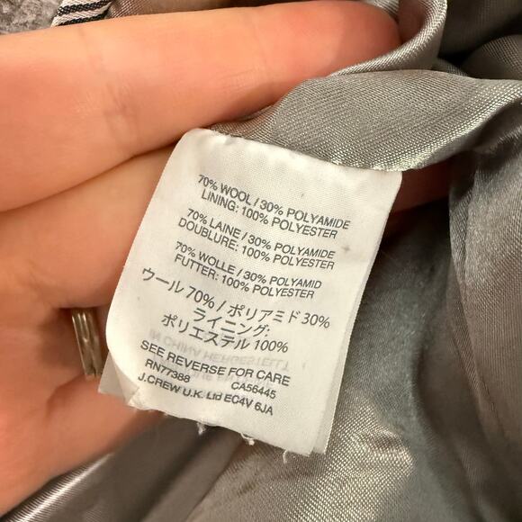 J. Crew Women's Cocoon Coat Italian Stadium-Cloth Wool Jacket Gray 6 - Picture 8 of 10